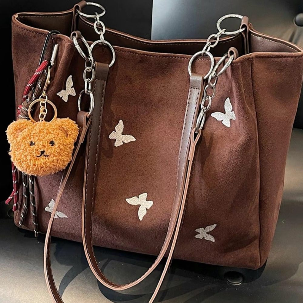 Brown Butterfly Tote Bag